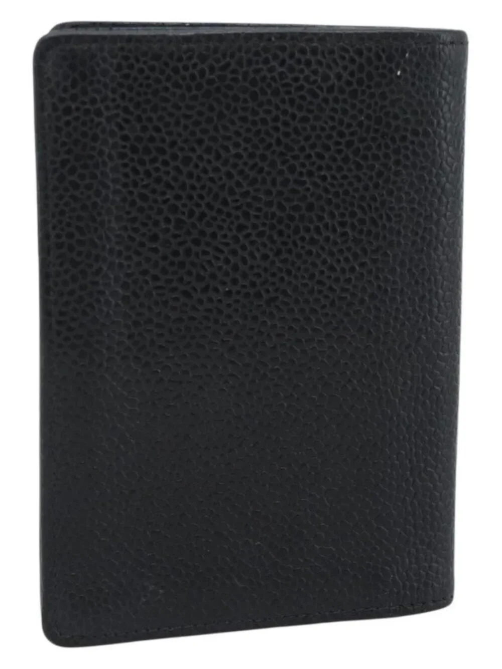 CHANEL Card Case Grained Calf Skin Black CC Auth 188321M